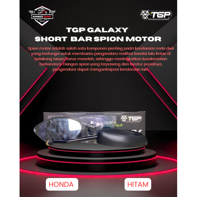 TGP Spion Motor Galaxy Kaca Cembung Tangkai Pendek - Untuk Honda Yamaha