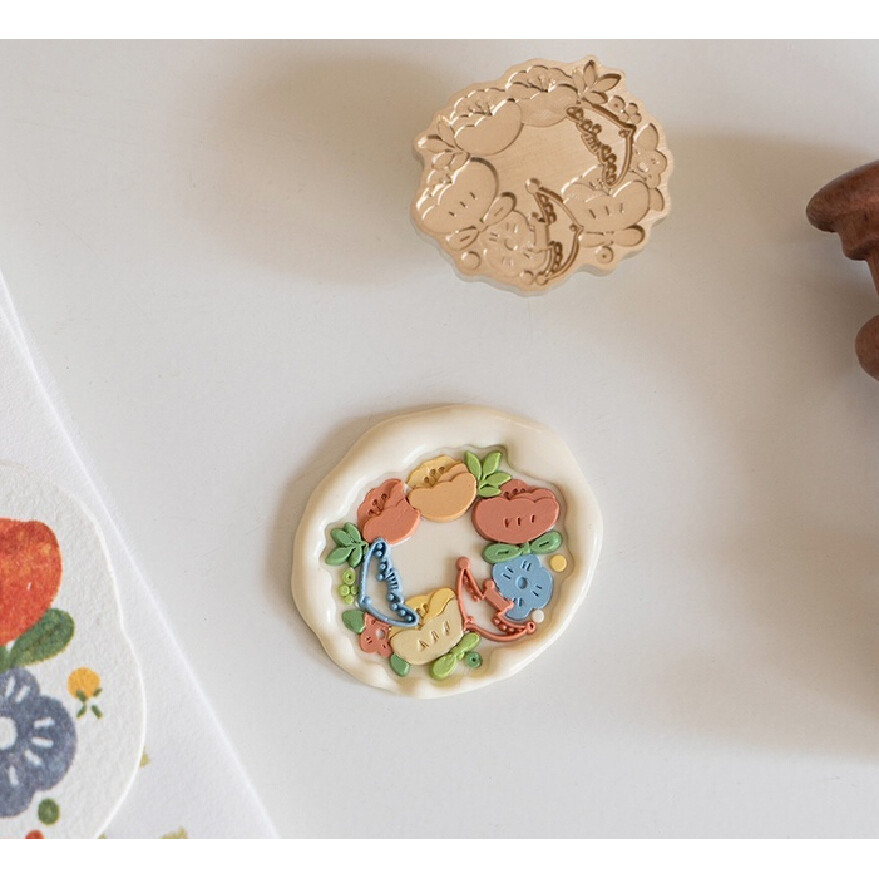 

New 3D Brass Wax Seal Stamp Personalized Unique Irregular Shape Wreath Design Embossed For Wedding Invitations Scrapbook Gifts