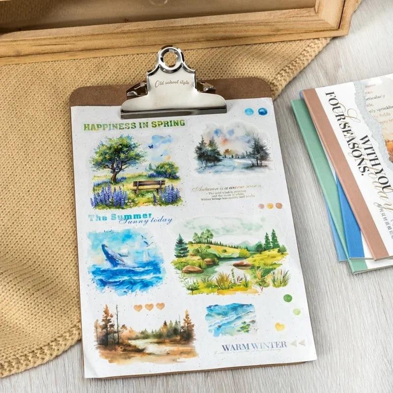 

20pcs Stickers along with Four Seasons Scenery dual Package material cutting manual account your Supplies Scrapbook 170*120mm