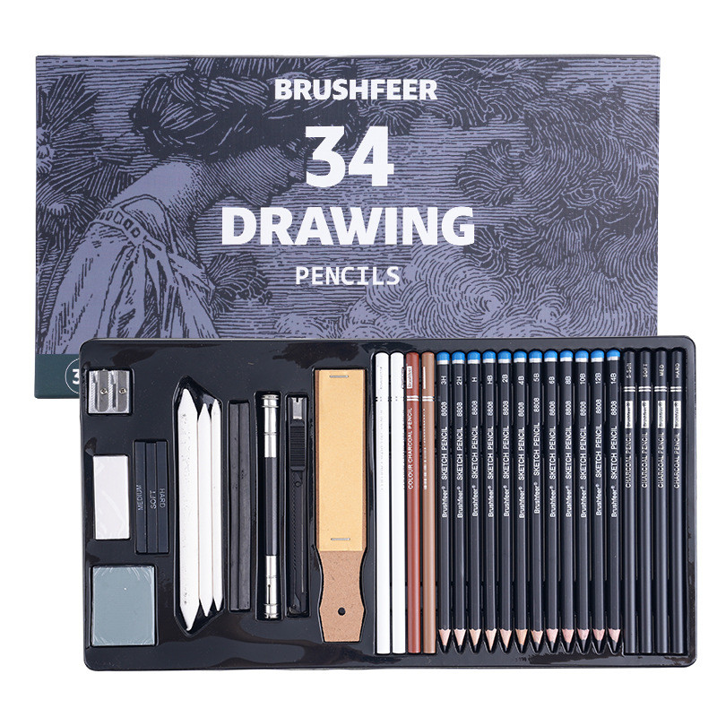 

SET PENSIL GAMBAR PREMIUM 34PCS-Kotak Kaleng Eksklusif + Pensil Sketch 2H-8B & Perlengkapan Lengkap