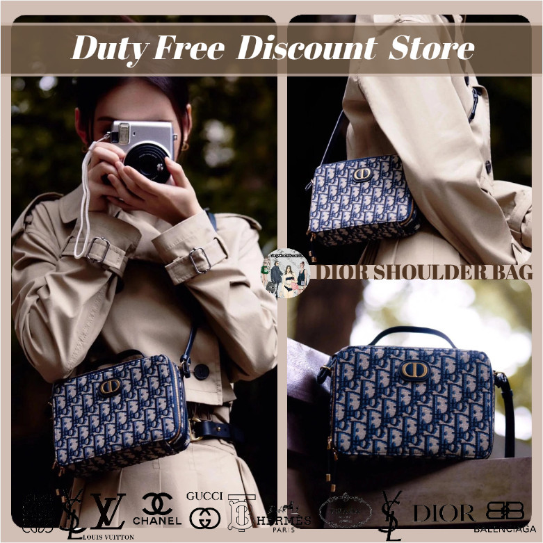 DIOR / 30 MONTAIGNE East-West Top Handle Box Chain Handbag / Tas Bahu Rantai Wanita Garansi Dua Tahu