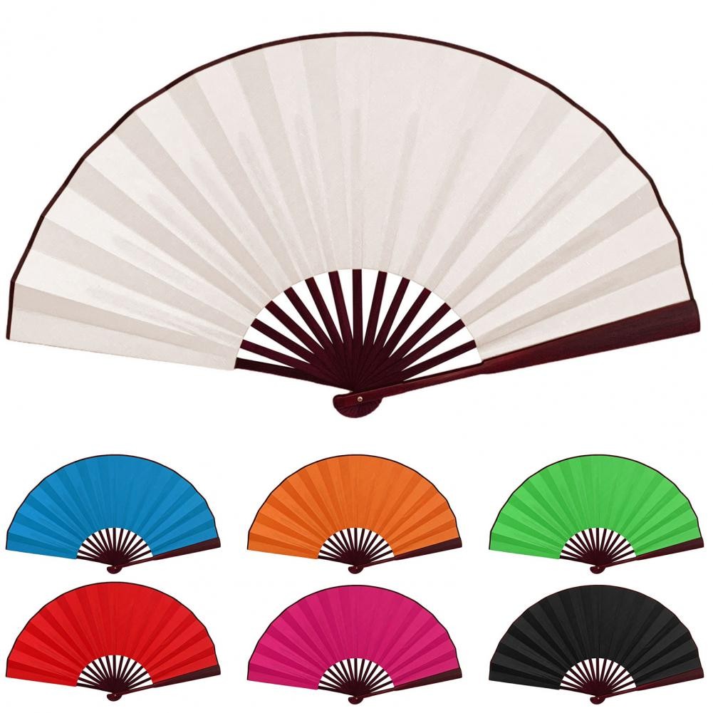 

12 Inch Chinese Calligraphy Blank Faux Silk Fan Vintage DIY Hand Drawing Blank Cloth Fan Hand Folding Fan Chinese Fan ventilador
