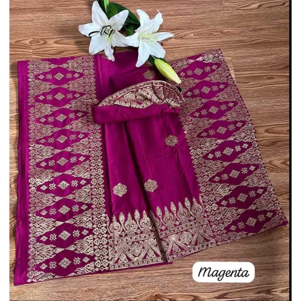 Set Couple Songket Bordir Emas Cendana V3 / Kamen Couple Bali / Set Couple Bordir / Set Setelan Coup