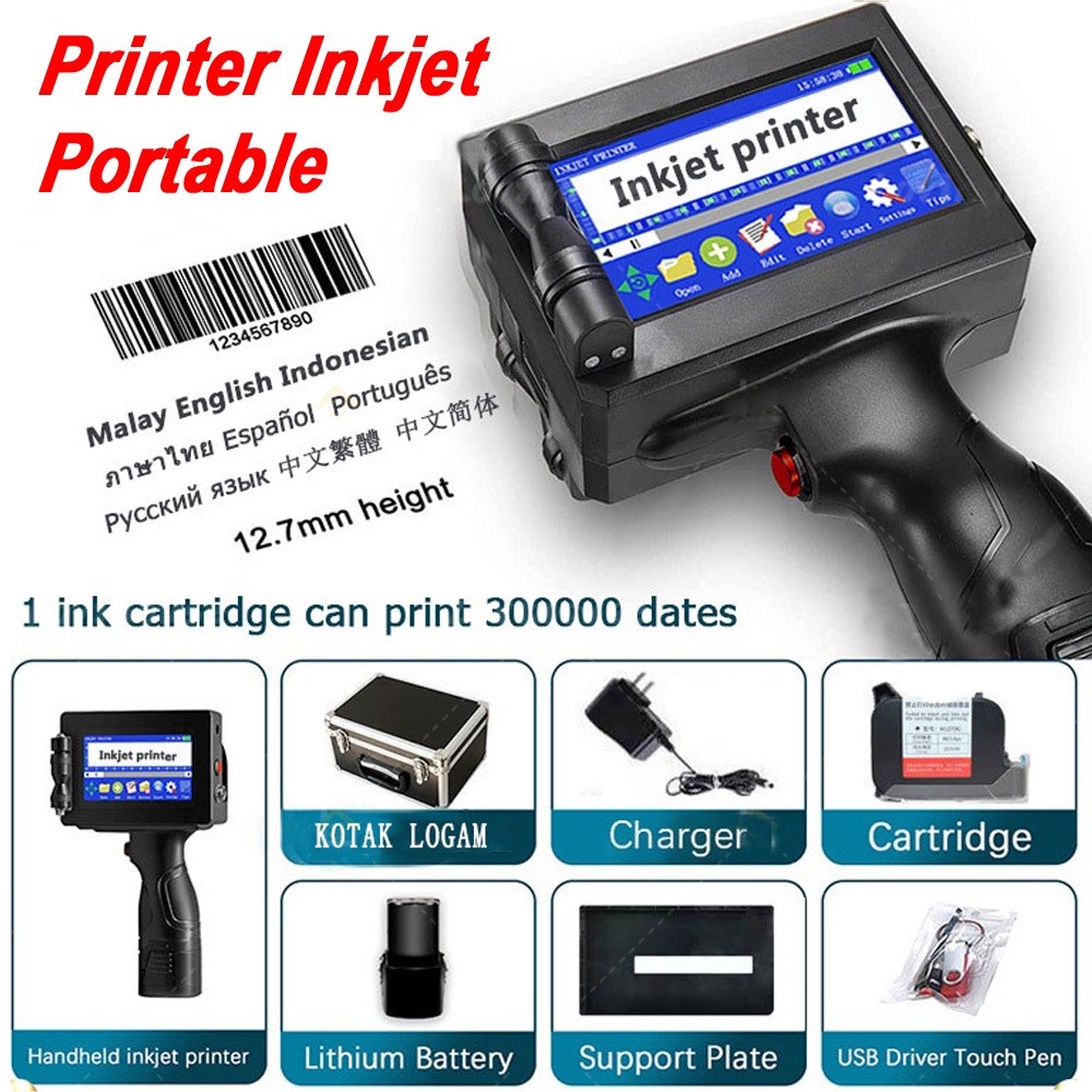 Mesin Tinta Printer Inkjet Genggam Portabel Printer Inkjet Tanggal Otomatis Printer Label Digital Ge