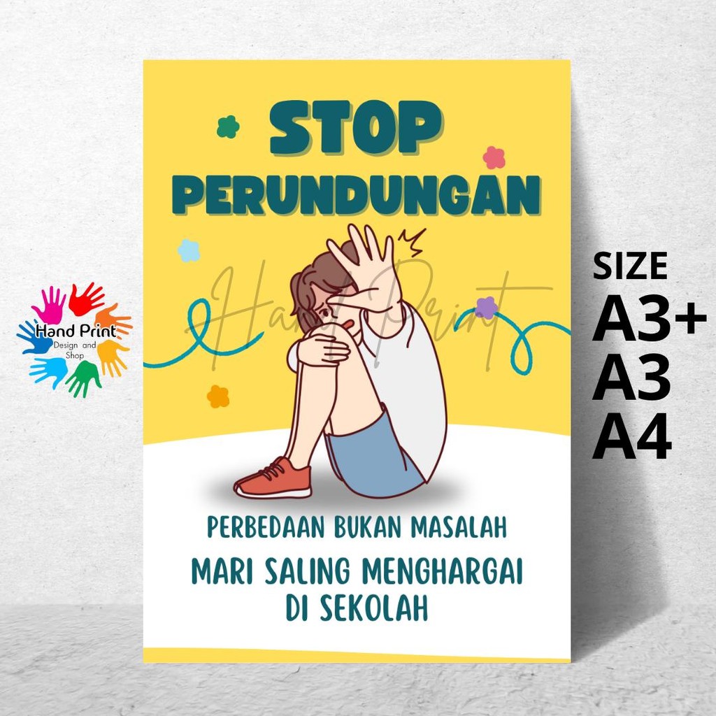 Cetak Poster Stop Perundungan buli bullying KuningSize A3+