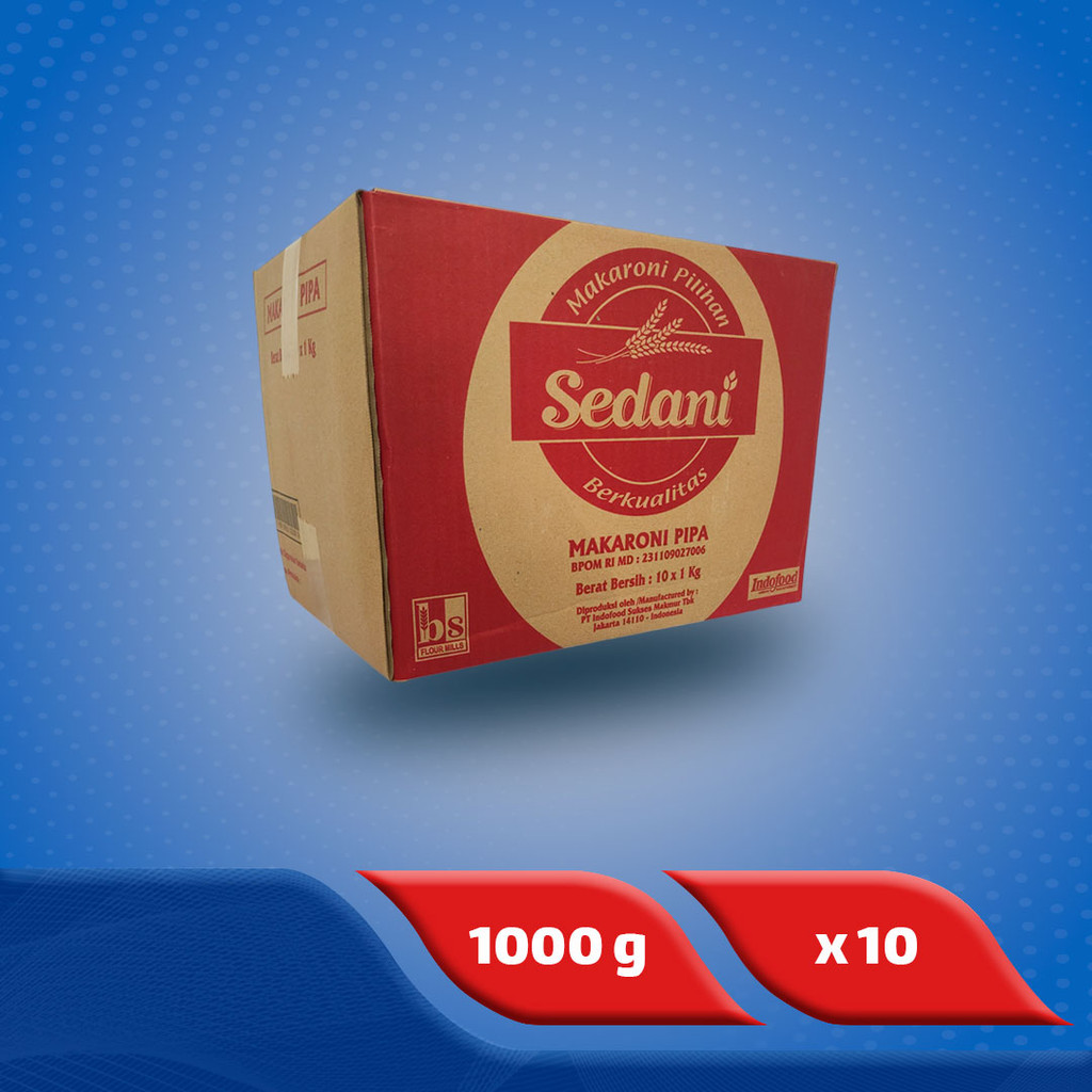 

Sedani Makaroni Pipa Kecil 1 kg x 10 pcs