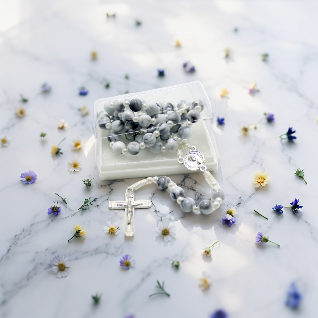 ROSARIO KALUNG BATU ALAM / KALUNG ROSARIO BATU BLOROK PUTIH/ KALUNG SALIB / SALIB ROSARIO / ROSARIO 