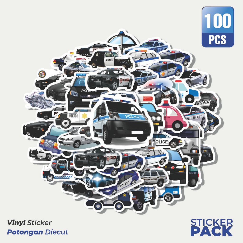 

Stiker Vinyl Stiker Police Car Series [Seri Mobil Polisi] Waterproof Aesthetic- Untuk Laptop, Motor, dan Helm - Paper Stationery Pack