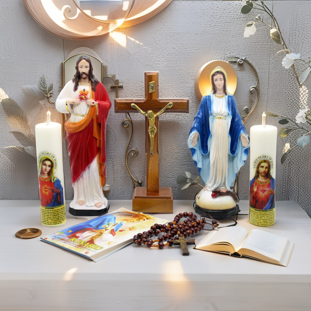 PAKET MISA ONLINE / SALIB DUDUK KATOLIK / PATUNG YESUS / LILIN DOA KATOLIK / SALIB PATUNG YESUS