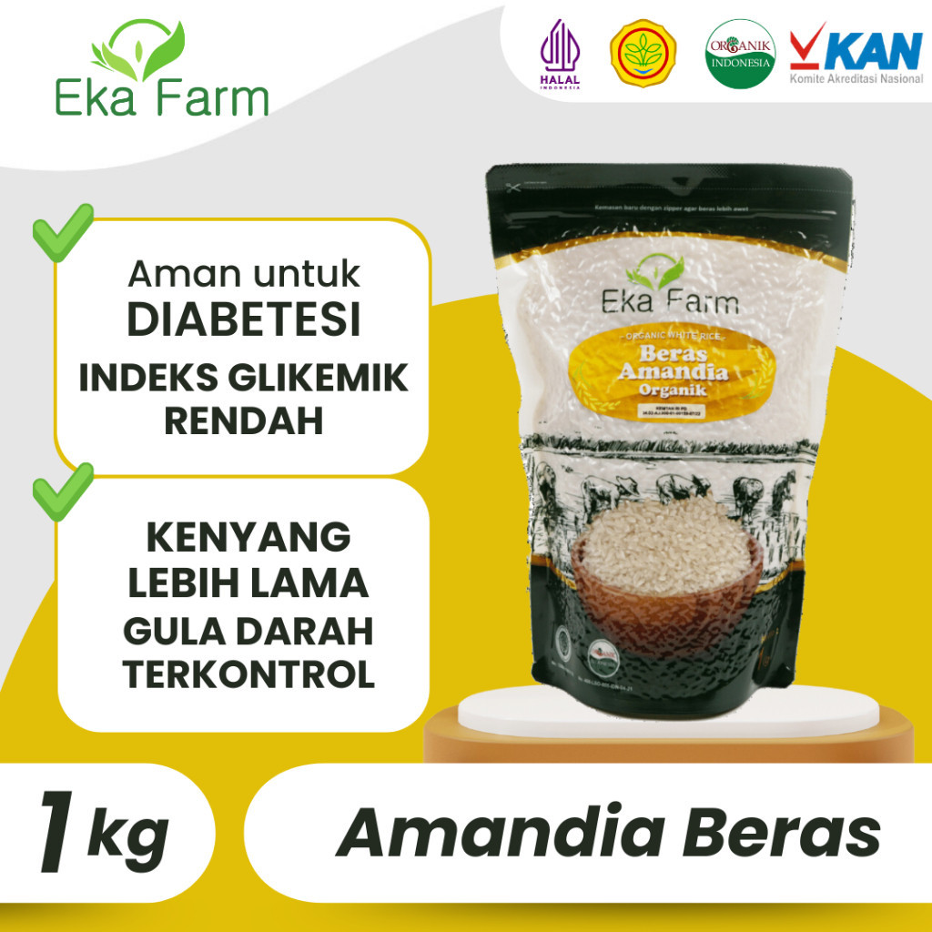 

Beras Diabetes Amandia Organik Kemasan Vakum 1kg - Eka Farm Official