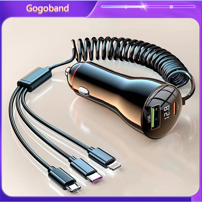 Terlaris Pengisi daya mobil baru pintar satu hingga tiga dengan kabel pemantik rokok multifungsi min