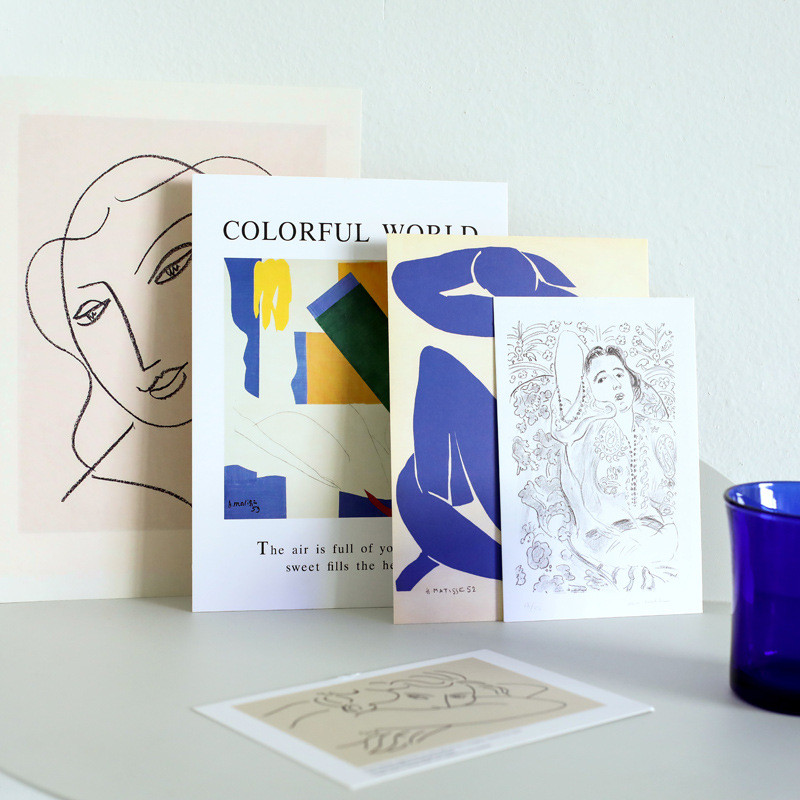 

Ins 5 Sheets Simple Line Abstract Art Postcard Diy Retro Decorative Card Photo Props Background Wall Sticker Gift Greeting Cards