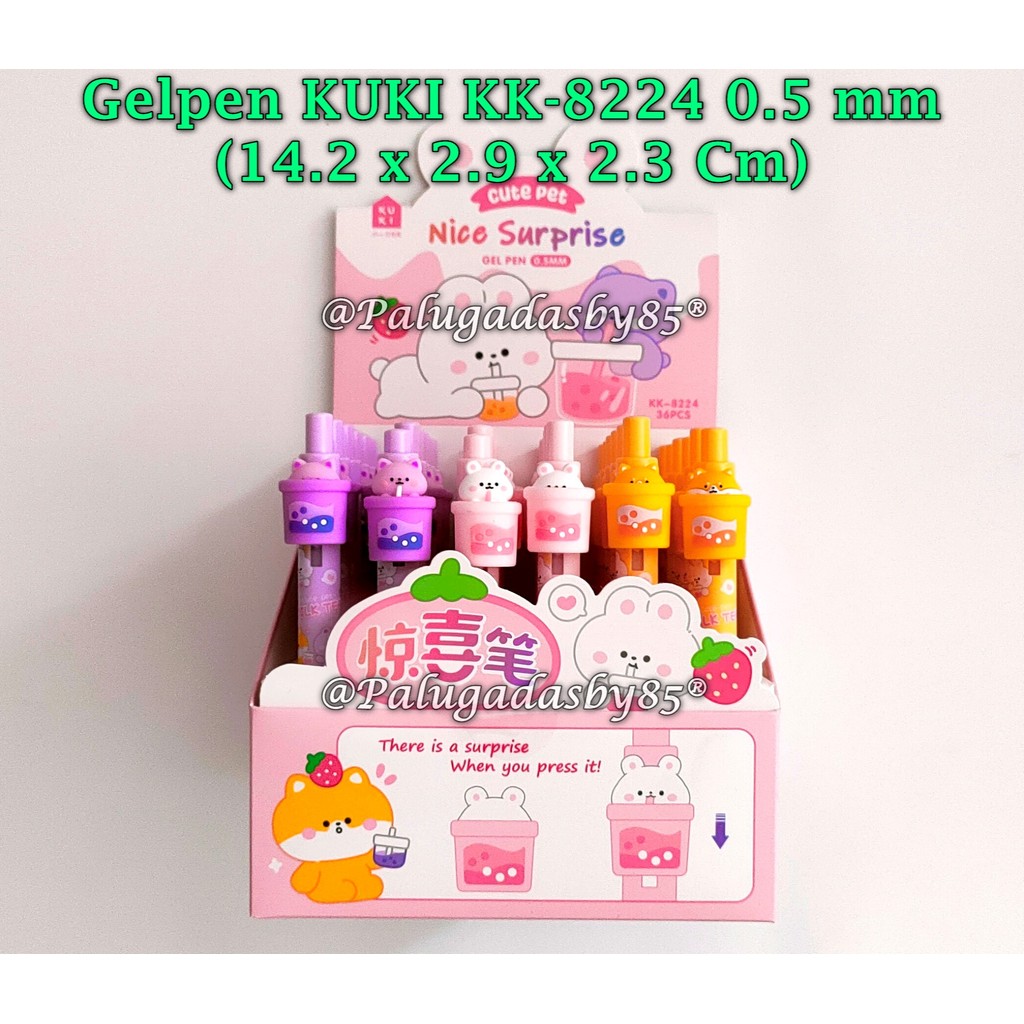 

(1 Pak Isi 36 Pcs) GROSIR Bolpen KUKI KK-8224 Nice Surprise 0.5 mm Gel Pen Black (1 Pak Isi 36 Pcs)