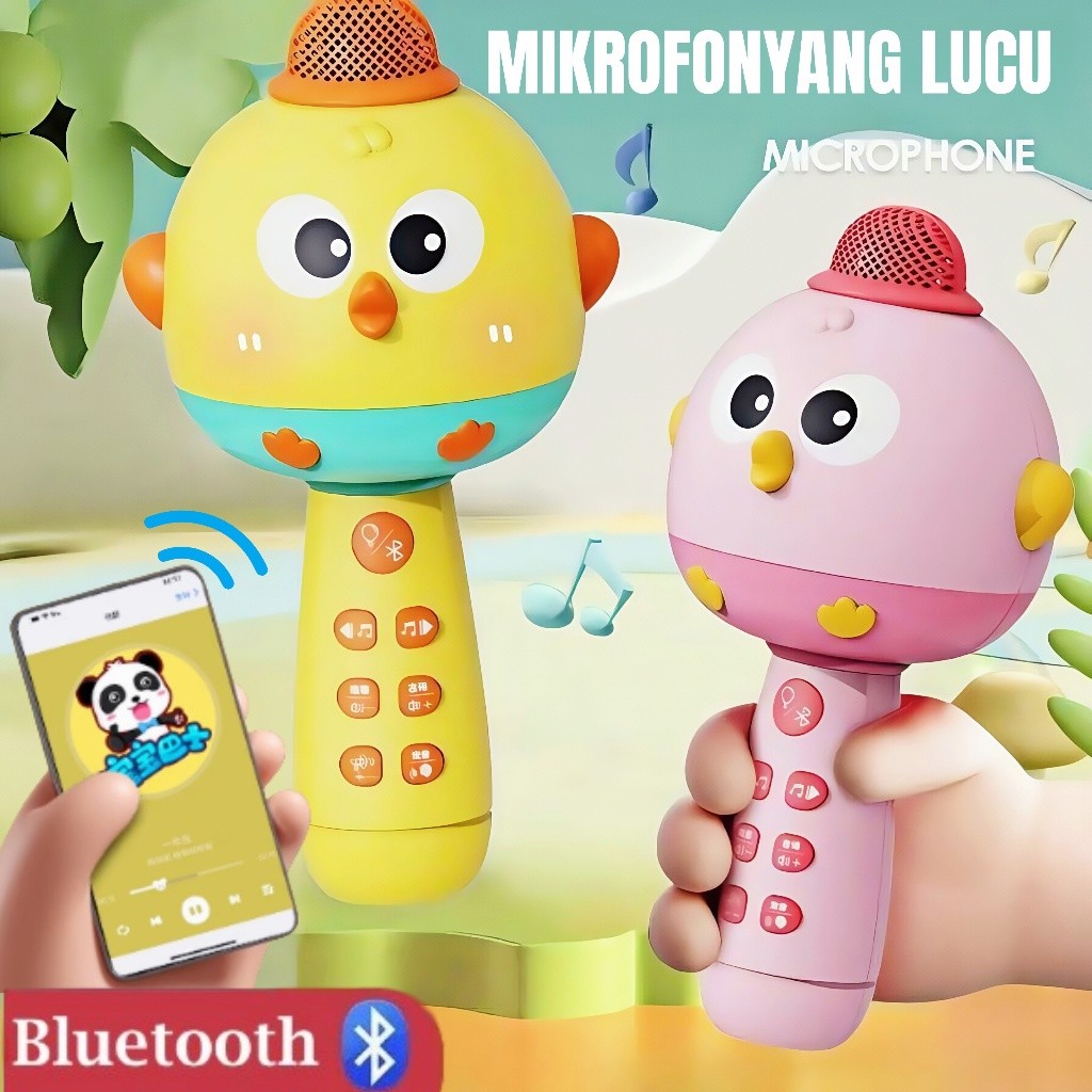 SEVS.QOR CARAT Mainan Mikrofon Anak/Mikrofon Anak Bluetooth, Mikrofon Nyanyi dengan Speaker Mainan K