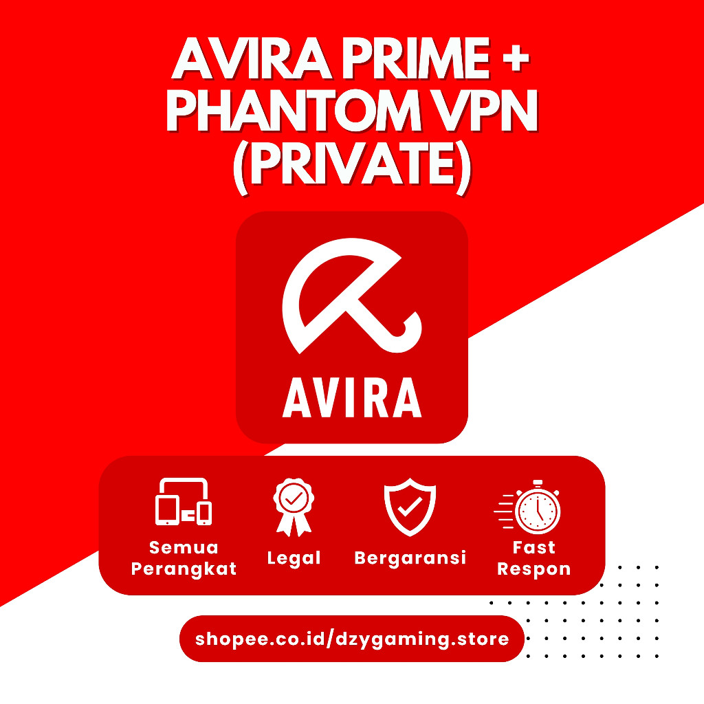 AVIRA PRIME ANTIVIRUS + PHANTOM VPN 3 BULAN FULL GARANSI