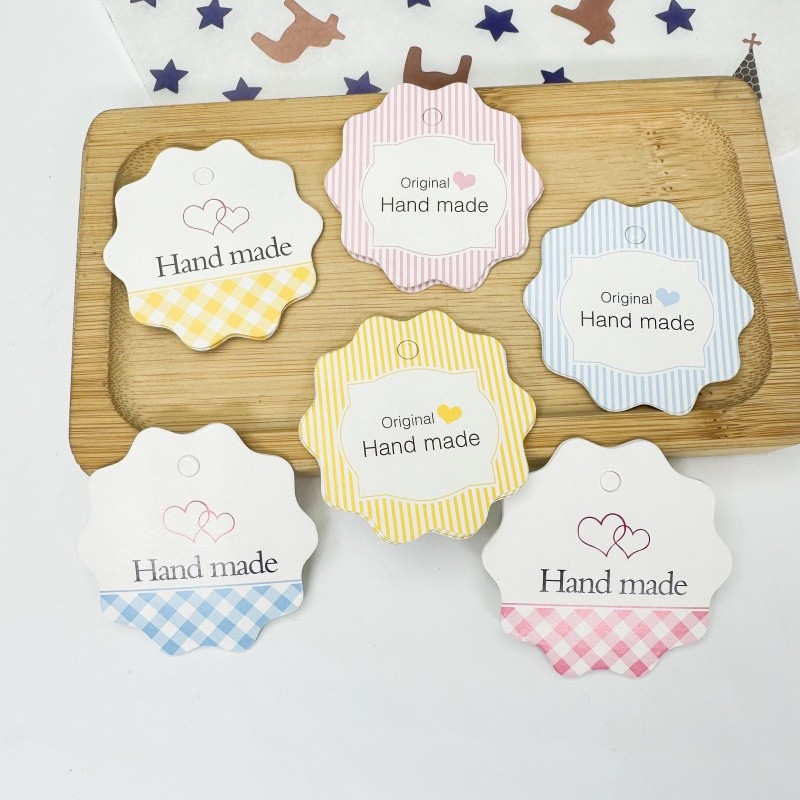 

Hand Made Tags Paperboard Luggage Tag Jewelry Baking Cookies Gift Packaging Printed Tag Wedding Party Decoration Labels 50pcs
