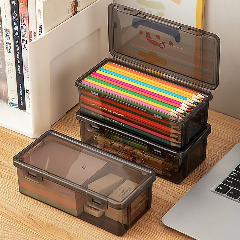 

Transparent Pencil Case Box Large-capacity Stackable Storage Box Office School Pencil Case Supplies Pencil Storage