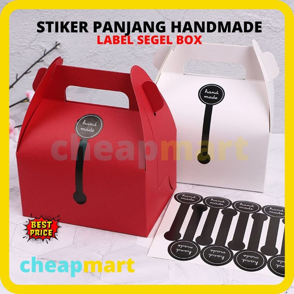

[Min-3] [100pcs/10lbr] Sticker Panjang Handmade segel label Segel Box Kemasan Handmade Bulat Panjang White Black 10cm