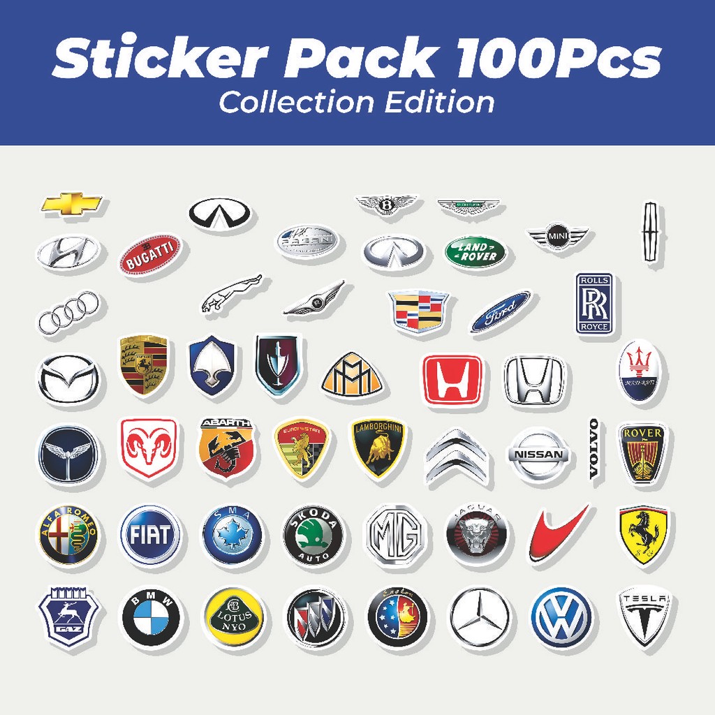 

Hot Stiker Mix Logo Car brand Series Lucu Anti Air Stikers Berperekat Waterproof Sticker Decal Buat Motor Helm Buku Journal Koper Casing HP Laptop Botol Minum