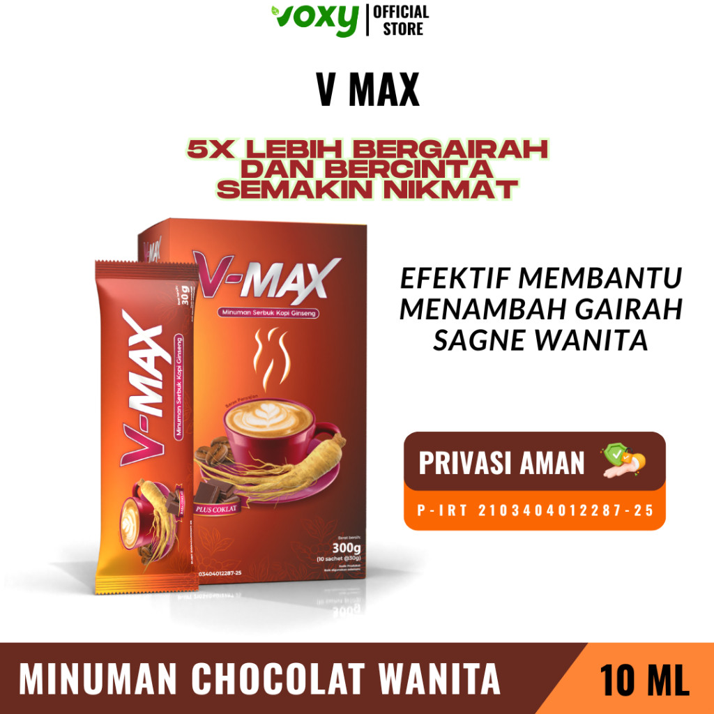 

V-MAX Minumuan Cokelat Khusus Wanita Penambah Mood Cewek 1 Box Isi 10 sachet Original