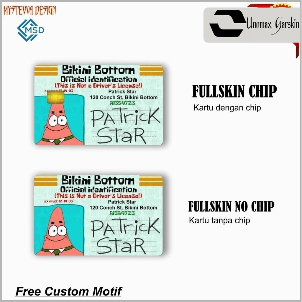 

[UNOMAX GARSKIN] Skin Card BIKINI BOTTOM BISA custom - ATM Debit Credit Emoney Flazz Stiker - NO CHIP DAN ADA CHIP