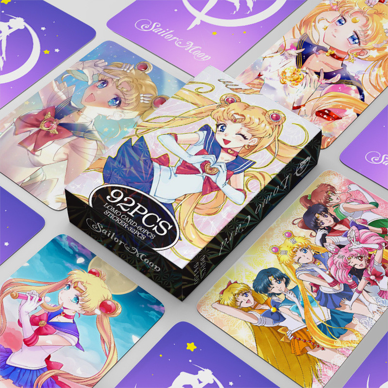 

60+32Pcs/Set SAILOR MOON Double-sided Photo Card Cartoon Card Fans Collect Japanese Anime LOMO Card