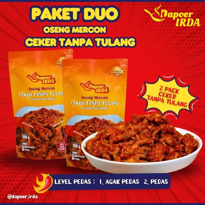 

promo Dapoer Irda Paket Duo Oseng Mercon Ceker Tanpa Tulang Makanan Instan / Ready to eat - 1.Agak Pedas terlaris