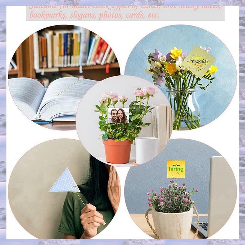 

40Pcs Ring Loop Floral Pick Card Holder Picture Holders Flower Card Holder Stick