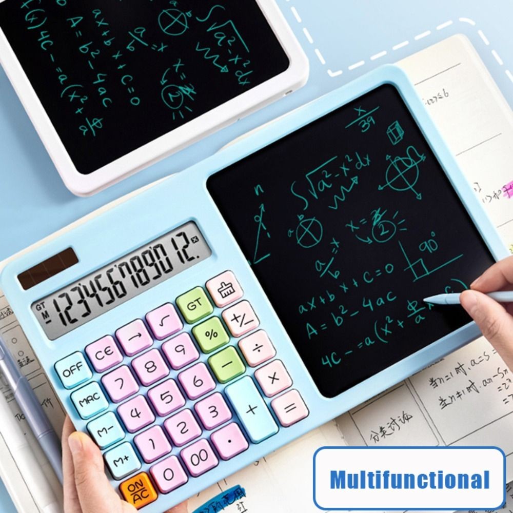

12-Digit Solar Calculator Dual Power Supply Large LCD Display Standard Function Calculator With LCD Writing Board
