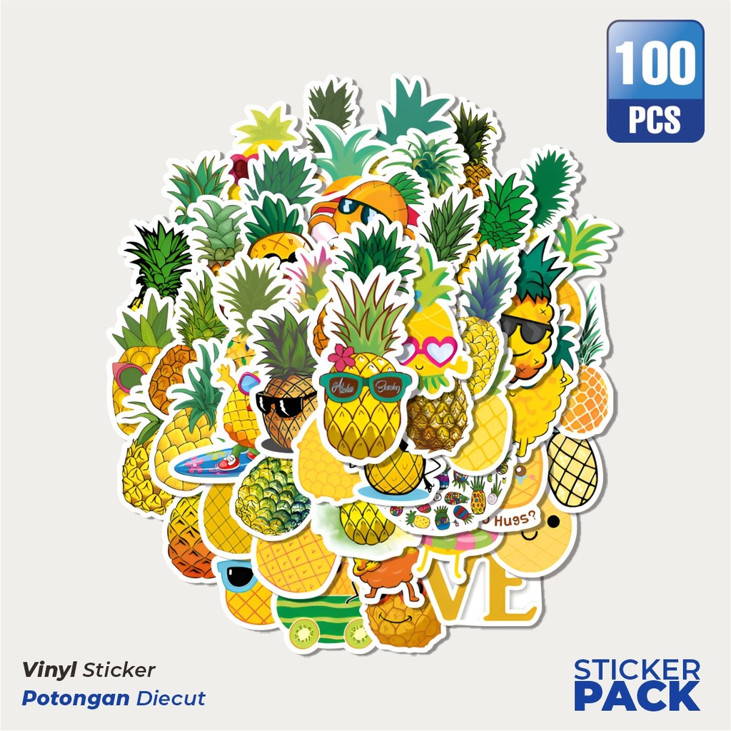 

Super Hemat! 100 PCS Stiker Cute Pinapple [Nanas] Waterproof Aesthetic- Untuk Laptop, Motor, dan Helm - Paper Stationery Pack