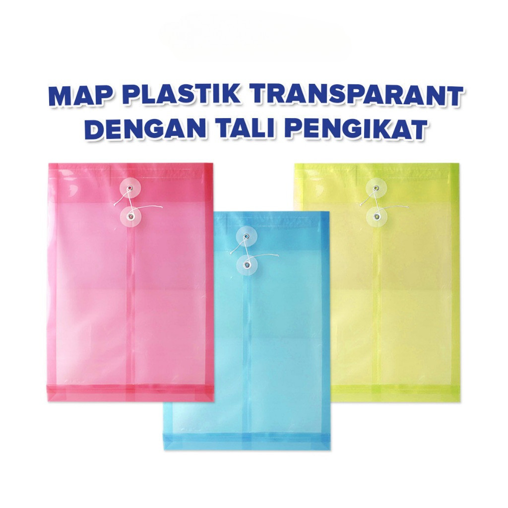 

Map Tali Plastik File F4 Warna Transparan untuk Dokumen Envelope Spine Folder - MY