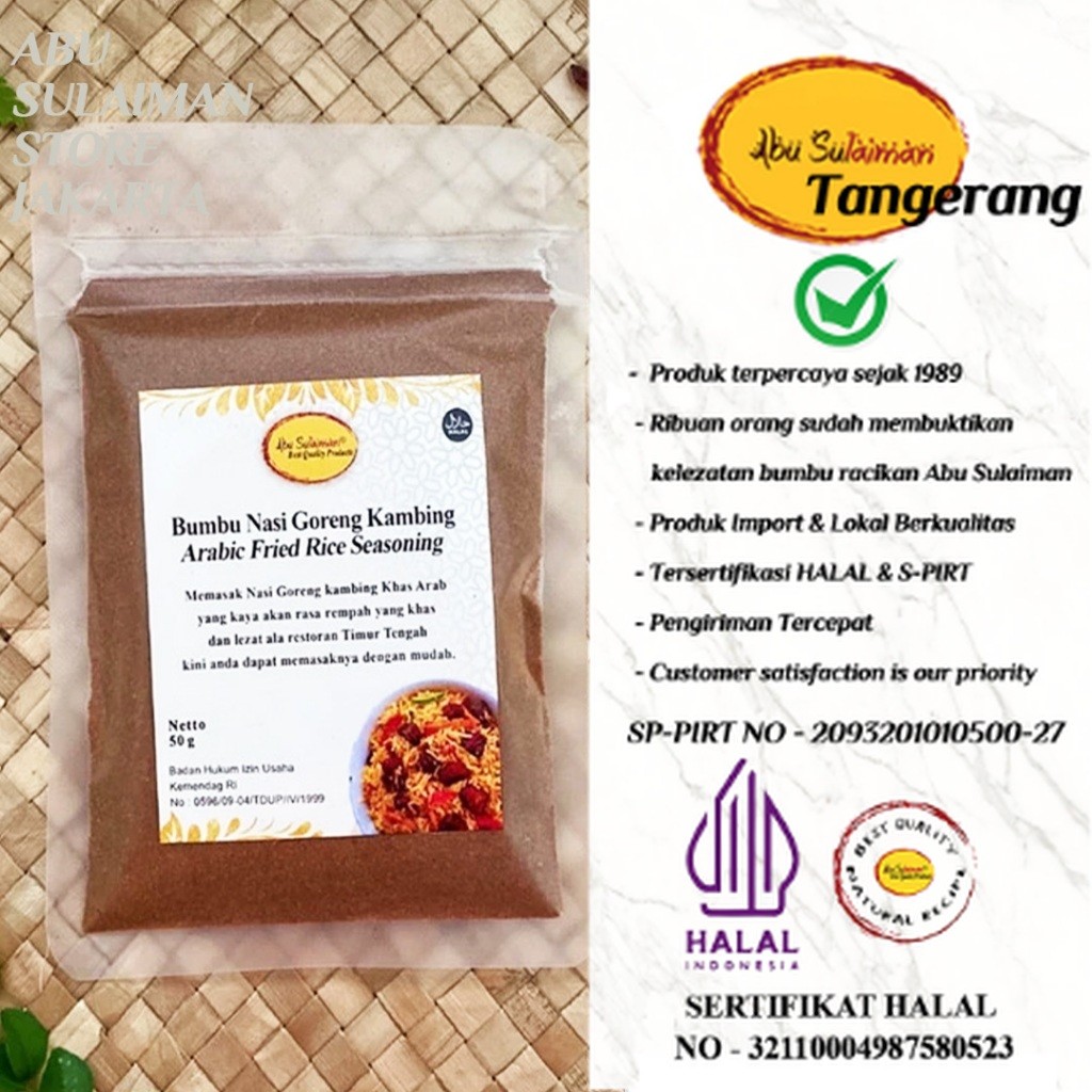 

Bumbu Nasi Goreng Kambing / Arabian Fried Rice Seasoning / Bumbu Nasi Goreng Kambing Abu Sulaiman Tangerang