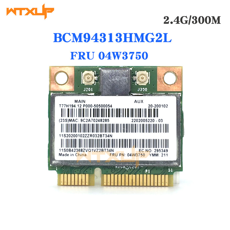 BroadCom BCM94313HMG2L BCM94313 300Mbps Mini PCI-e WLAN wireless wifi Card 04W3750 For Lenovo B490 B