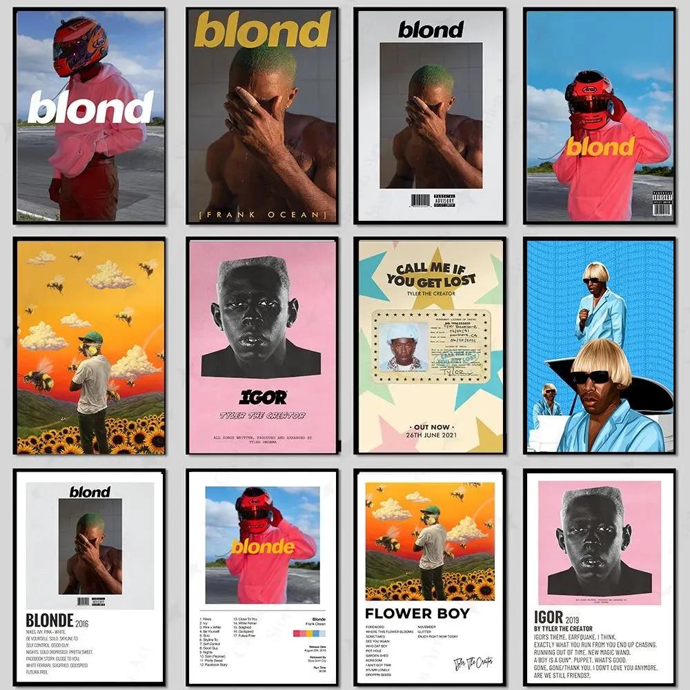 

Tyler The Creator Frank Ocean Blonde Poster Hip Hop Rapper Singer Star Band Music Cover Wall Art Canvas Painting for Cafe Home