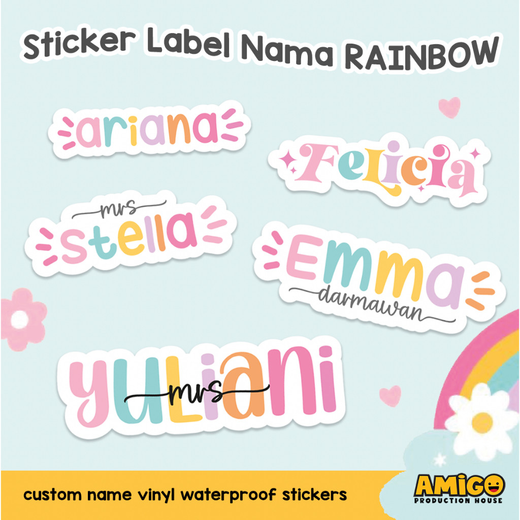 

Sticker Label Nama Rainbow Aestetik Custom Nama Estetik Alat Tulis ATK
