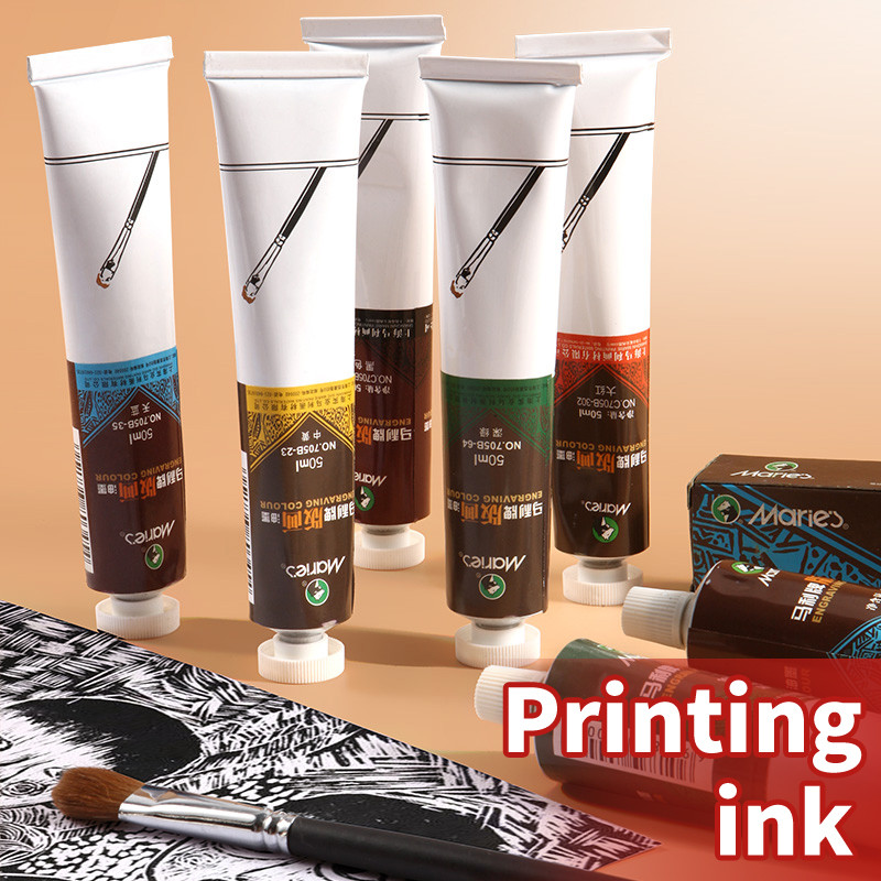 

Marie's 6 Colors 50ml/1.69 oz Printmaking Inks,Oil-Based Printing Paint Linoleum Blocks on Paper Glue Board Wood,Wall for Adults