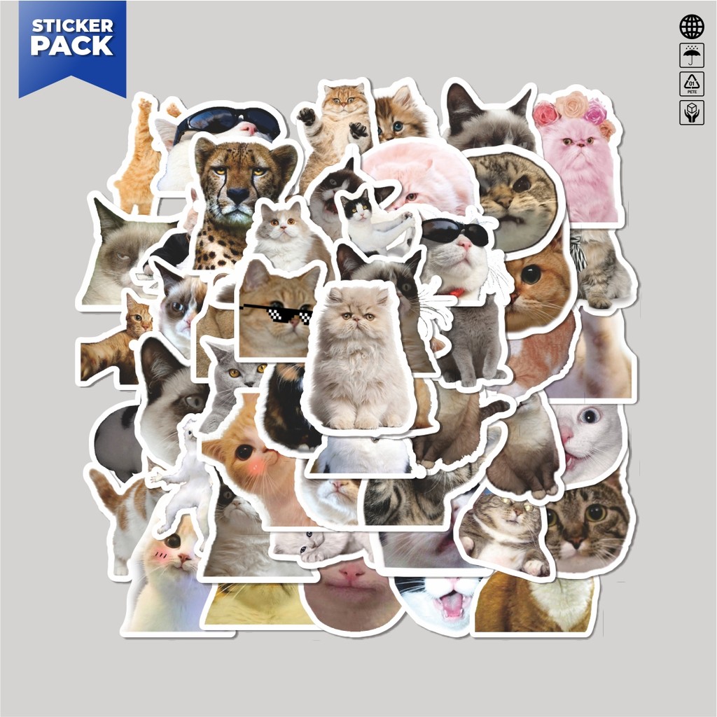 

[100PCS]Stiker Pack Stiker Funny Cats Emoji Series [Seri Emoji Kucing Lucu] Aesthetic Vinyl Anti Air Dekorasi Sticker Laptop Buku Journal Koper Helm Casing HP Gitar Helm Skateboard