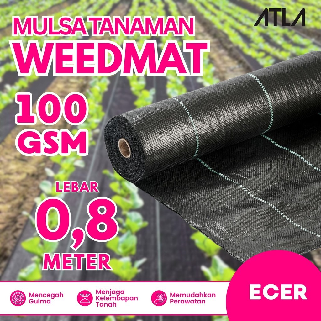Mulsa Weedmat Hitam 0.8 Meter Cover Ground Plastik Terpal Penutup Tanaman Rumput Weed Mat Control Gr
