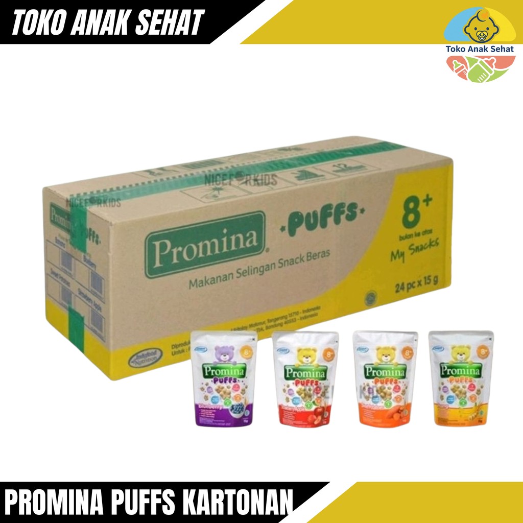 Promina Puffs 1 DUS Karton Puff Biskuit Sereal Makanan Cemilan Bayi 8 Bulan Anak Sehat Bogor