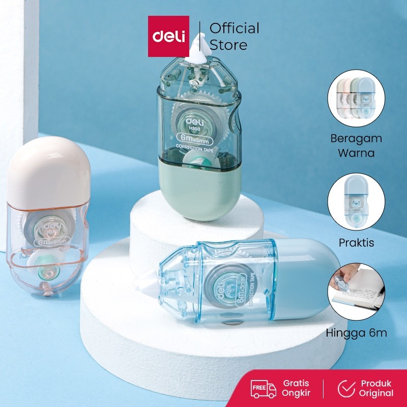 

Deli Correction Tape / Tip X Kertas 55mm*6m/8m/12m Isi 1pc/3pcs Desain Ergonomis Praktis EH08-BX