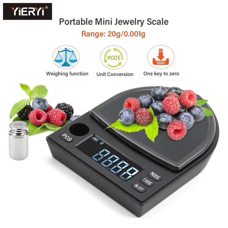 GRUN 20 gram / 0.001 Gram Timbangan Digital Emas Perhiasan Teh Kopi Obat - Obatan Umum 20g x 0.001g 