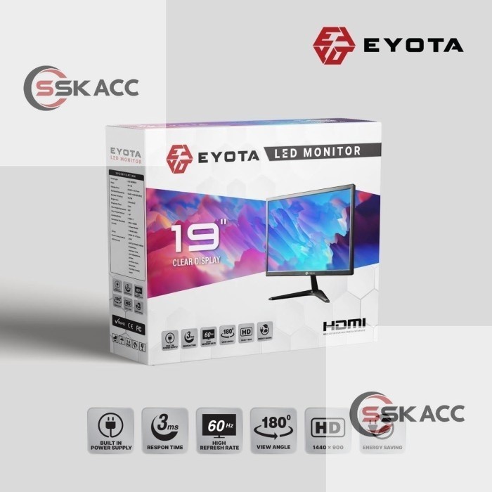 Eyota Monitor LED 19 Inch VGA & HDMI 19" New Panel Garansi 1Tahun