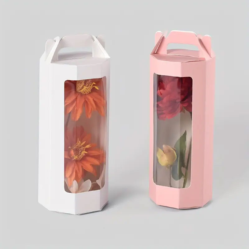 

5/10pcs Fashionable Octagonal Clear Window Gift Boxes for Flowers and Gifts, Birthday Wedding