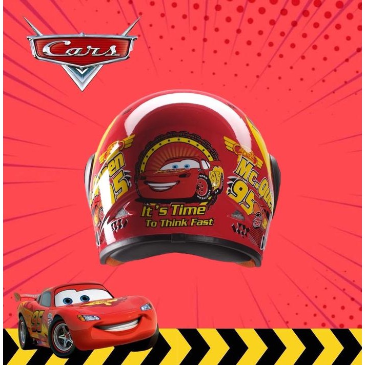MUMPUNG PROMOHelm Anak Junior Half Face Karakter Cars Mcqueen untuk Sepeda Motor - L - Cars MerahTER