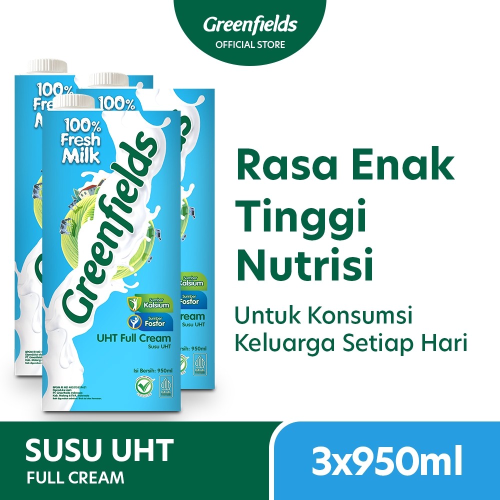 

[Triplepack] Susu Greenfields UHT Full Cream 950ml x 3 pcs new