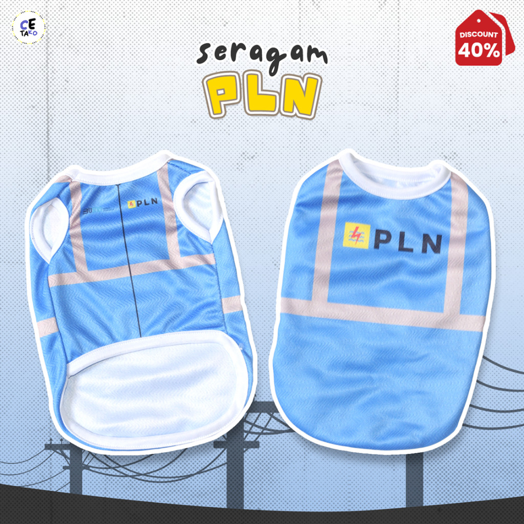 Baju Kucing Lucu Seragam PLN Untuk Kucing Anjing Monyet