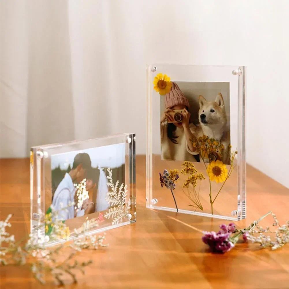 

Transparent Acrylic Picture Frame Magnetic Double Sided Photo Frame Idol Photocard Holder Desktop Ornament Cadre Photo