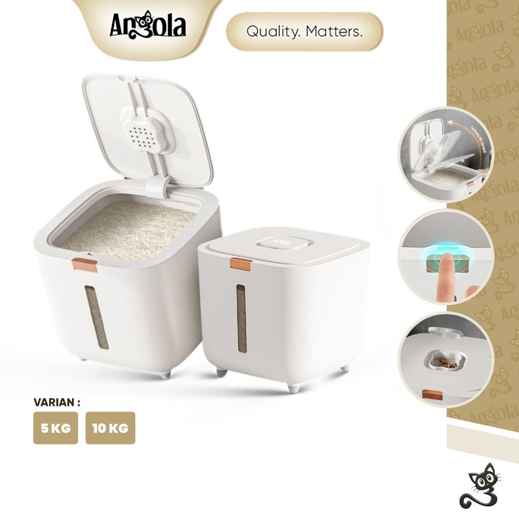 

[GARANSI PECAH] ANGOLA Tempat Beras Anti Kutu dan Serangga 15KG E03/E04 Rice Bucket/Dispenser Beras