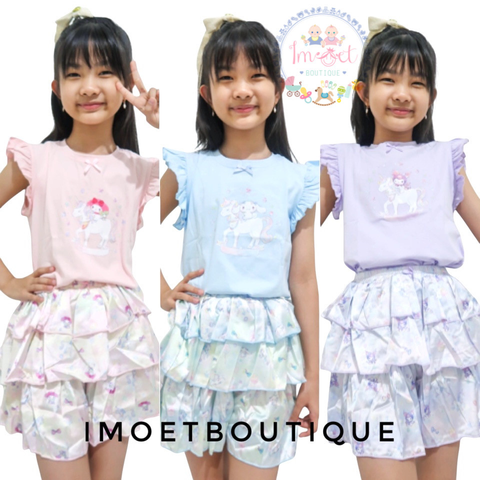 imoet.boutique - Setelan skort sanrio ruffle | set skort satin cinnamoroll kuromi my melody (GI0977)