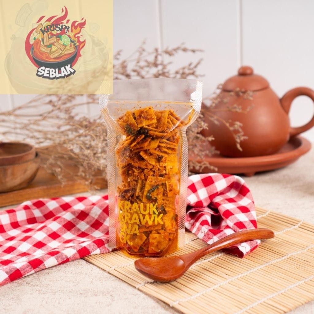 

Seblak krispi Pangsit goreng pedas gurih daun jeruk 100 gr